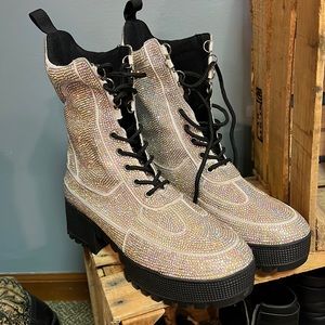 Brand new glitzy combat boots
